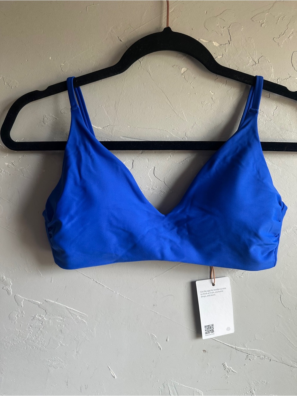 Quince Italian V Neck Too Low Rise Bottom Bikini Set Cobalt Blue Minimalist NWT - Picture 5 of 9